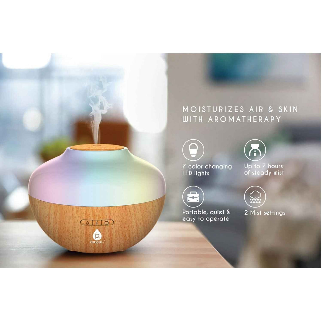 Aromatherapy Diffuser Set with Ultrasonic Technology - 300ml Capacity, Includes Top 3 Essential Oils, 2 Mist Settings, and 7 Ambient Light Options - Ignara Living