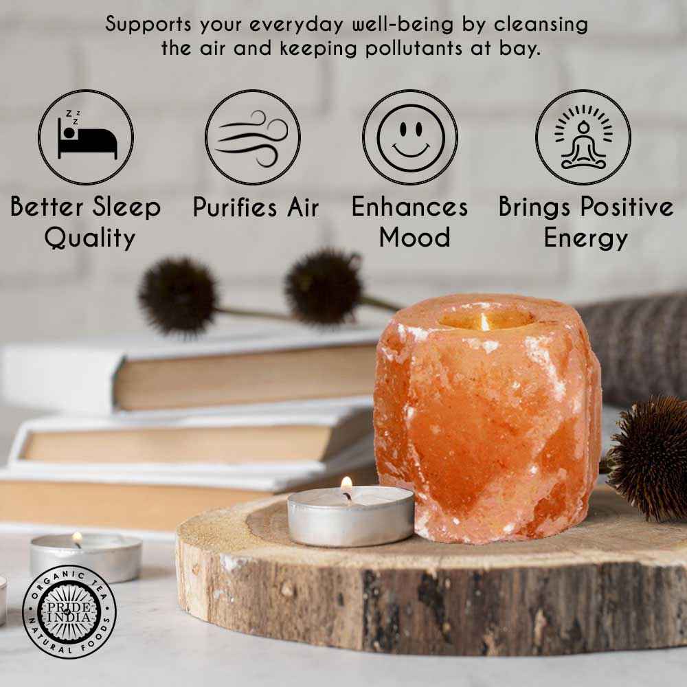Himalayan Pink Salt Candle Holder by Pride of India – Natural Room Décor for Home & Spa Ambiance - Ignara Living